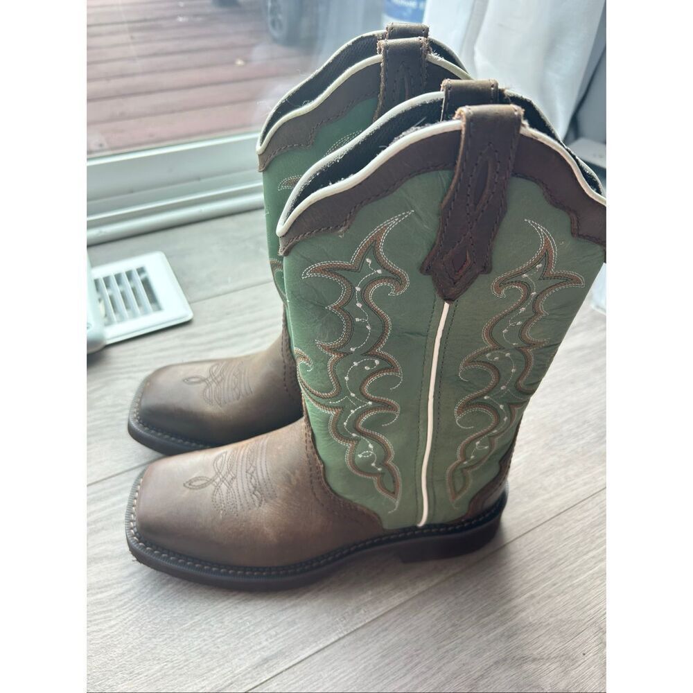 Justin Women's Raya Cowhide Gypsy Boots 12 in size 8.5B green and brown